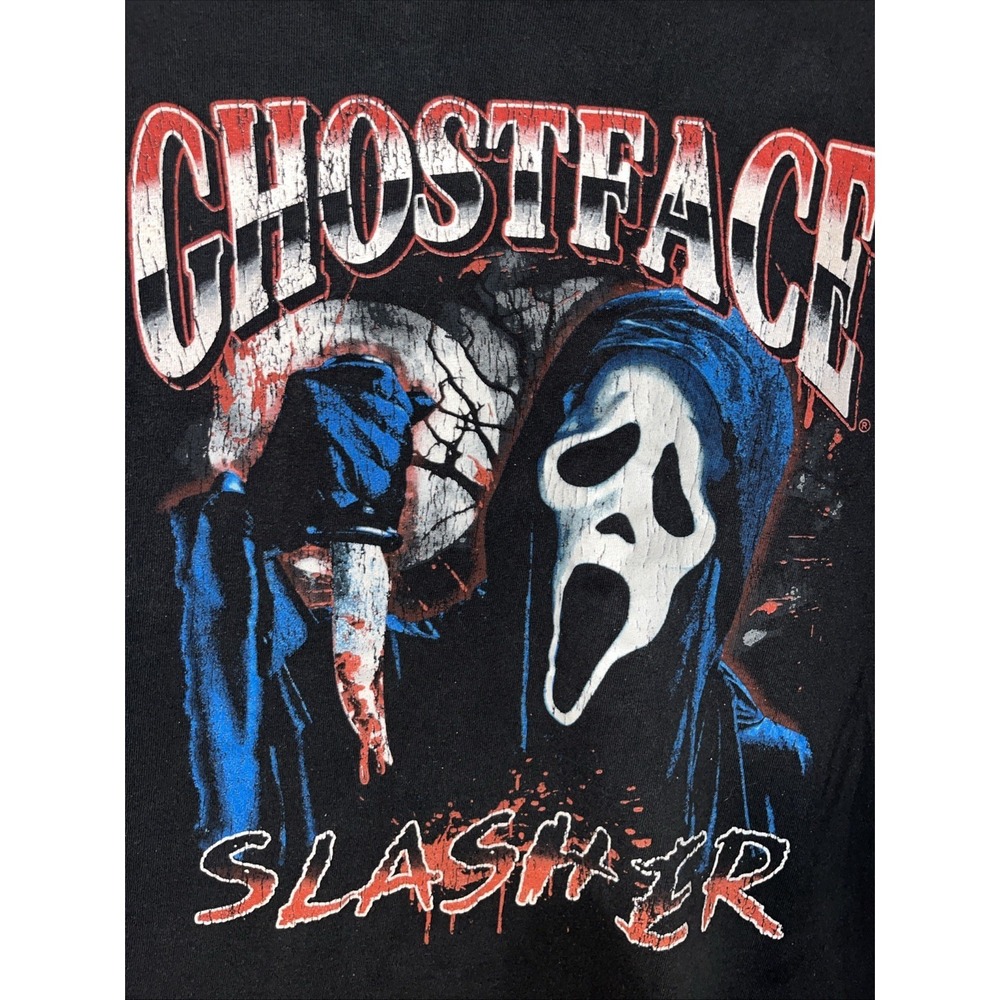 Scream Ghost Face Slasher Horror Movie Black Mineral Wash T-Shirt Large - Picture 2 of 4